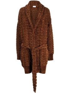 Ferragamo cardigan long à taille ceinturée - Marron