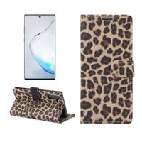 Luipaard patroon horizontale Flip lederen draagtas met houder & kaartsleuven voor Galaxy Note 10 (bruin)