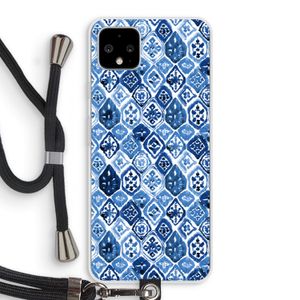 Blauw motief: Pixel 4 XL Transparant Hoesje met koord