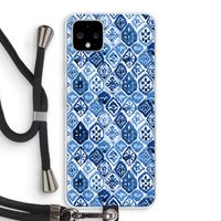 Blauw motief: Pixel 4 XL Transparant Hoesje met koord