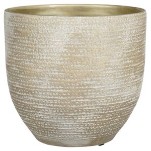 Plantenpot/bloempot Carrie terracotta champagne met flakes patroon - D29/H26 cm