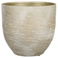 Plantenpot/bloempot Carrie terracotta champagne met flakes patroon - D29/H26 cm - thumbnail