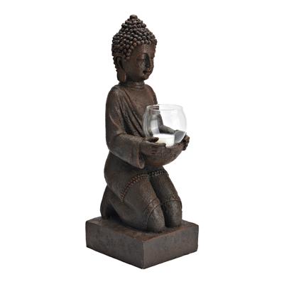 Kaarsenhouder Boeddha van poly bruin (B/H/D) 14x43x15cm