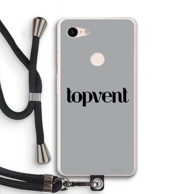 Topvent Grijs Zwart: Pixel 3 XL Transparant Hoesje met koord