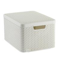Curver opbergmand met deksel groot - wit - 23x44x33 cm Curver opbergmand met deksel groot - wit - 23x44x33 cm