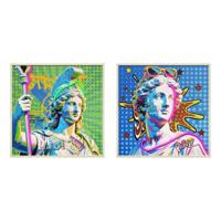 Schilderij met LED Home ESPRIT Blauw Groen Modern 83 x 3 x 83 cm (2 Stuks)