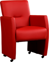 Rode leren moderne eetkamerfauteuil Pleasure - Toledo Leer Ducati (rood leer)