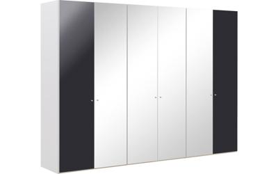Goossens Kledingkast Easy Storage Ddk, Kledingkast 304 cm breed, 220 cm hoog, 2x draaideur en 4x spiegel draaideur midden
