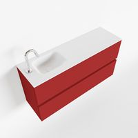 Toiletmeubel Mondiaz Ada | 100 cm | Meubelkleur Fire | Lex wastafel Talc Links | 1 kraangat