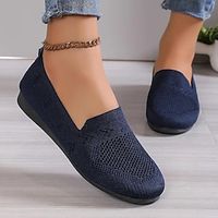 Dames Platte schoenen Instappers Comfortabele schoenen Dagelijks Effen Kleur Winter Platte hak Ronde Teen Modieus Casual Comfortabel Wandelen Vliegende weven Leegloper Donker Grijs Zwart Geel Lightinthebox - thumbnail