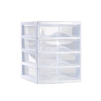 Ladeblokje/bureau organizer 4x lades - wit/transparant - L18 x B21 x H23 cm - plastic - thumbnail