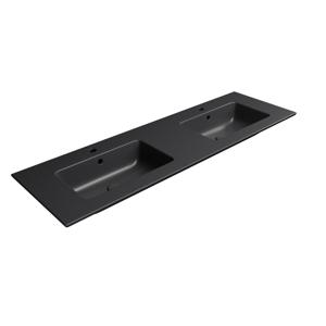 Dubbele Wastafel Keramiek Sapho Pura 142x46 cm Mat Zwart