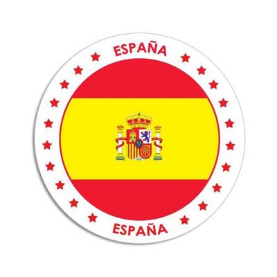 Vlag van Spanje stickers - rond - D14,8 cm - in vlag kleuren - Landen thema