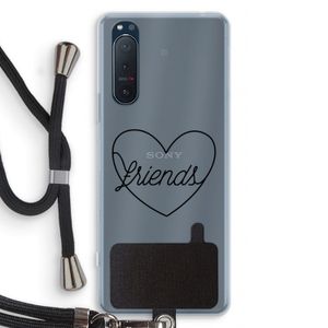 Friends heart black: Sony Xperia 5 II Transparant Hoesje met koord