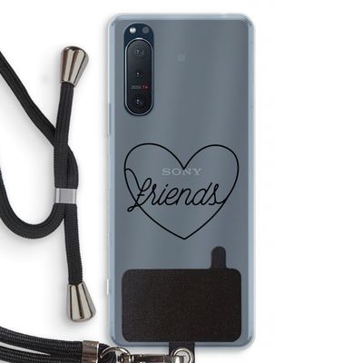Friends heart black: Sony Xperia 5 II Transparant Hoesje met koord