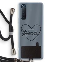Friends heart black: Sony Xperia 5 II Transparant Hoesje met koord