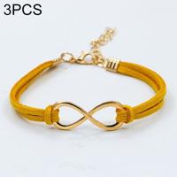 3 STKS vrouwen mode symbool Word 8 bindgaren armbanden (geel)