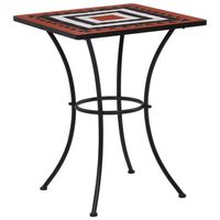 The Living Store mozaïek bistroset - terracotta en wit - Sterk en duurzaam - Inclusief 1 tafel en 2 stoelen -