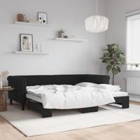 Slaapbank met onderschuifbed 90x200 cm fluweel zwart