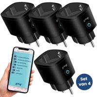 Gologi Slimme stekker - Smart plug - Tijdschakelaar & Energiemeter - WIFI - Google Home & Amazon Alexa - 4 Stuks - Zwart - thumbnail