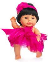 Berjuan babypop 22 cm meisjes vinyl/textiel zwart/fuchsia - thumbnail
