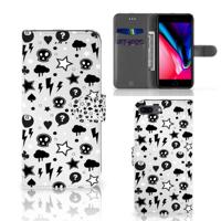 Telefoonhoesje met Naam Apple iPhone 7 Plus | 8 Plus Silver Punk | Portemonnee hoesje