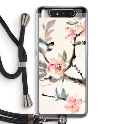 Japanse bloemen: Samsung Galaxy A80 Transparant Hoesje met koord