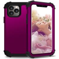 Voor iPhone 11 Pro Max PC + siliconen driedelige anti-drop mobiele telefoon bescherming Bback cover (Drak paars)