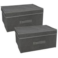 Gerimport Opbergbox London - 2x - 30 x 40 x 20 - antraciet - met handvaten Gerimport Opbergbox London - 2x - 30 x 40 x 20 - antraciet - met handvaten