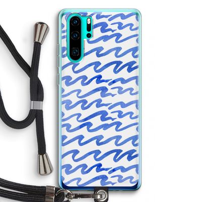 Blauwe golven: Huawei P30 Pro Transparant Hoesje met koord