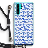 Blauwe golven: Huawei P30 Pro Transparant Hoesje met koord