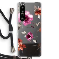 Geschilderde bloemen: Sony Xperia 1 III Transparant Hoesje met koord