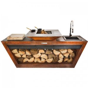 Quan Garden Art Rolling Kitchen complete buitenkeuken met spoelunit, 95x2400x100cm - Showmodel