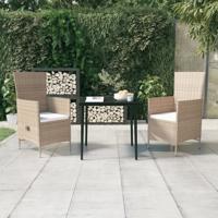 3-delige Tuinset met kussens beige