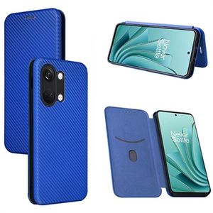 OnePlus Ace 2V/Nord 3 Flip Hoesje - Koolstofvezel - Blauw