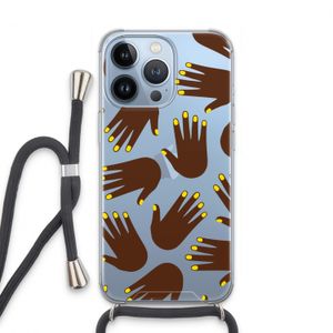 Hands dark: iPhone 13 Pro Transparant Hoesje met koord