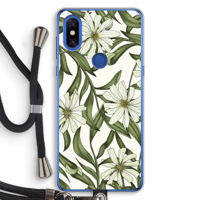 Wit bloemenpatroon: Xiaomi Mi Mix 3 Transparant Hoesje met koord