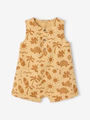 Zwemshort in linnen look voor baby's okergeel