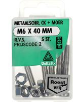 M.schroef moer ck m6x40mm rvs 5st - Deltafix