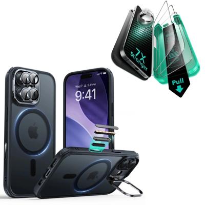 iPhone 17 Bundle Classic Hybrid Magnetic Case (Camera Control, Stash Stand) and Armorite Screen Protector - Frosted Black