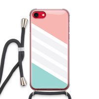Strepen pastel: iPhone SE 2020 Transparant Hoesje met koord