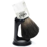 Omega scheerkwast 100% black badger transparant + standaard 9,5cm