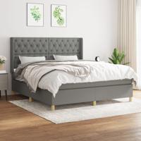 Boxspring met matras stof donkergrijs 160x200 cm
