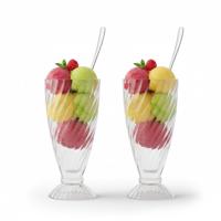 Alessandro ijscoupe Hawaii - 2x stuks - glas - kristal - 360 ml - 18 x 8 cm - ijs glazen