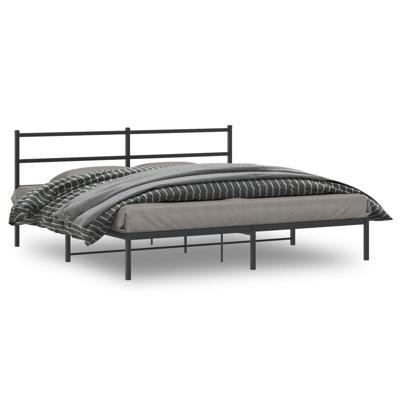 Bedframe met hoofdbord metaal zwart 200x200 cm