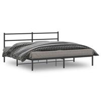 Bedframe met hoofdbord metaal zwart 200x200 cm