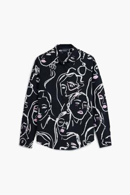Overhemd met gezichtenprint - BLACK - L