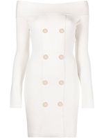 Elisabetta Franchi robe-blazer en maille à épaules dénudées - Blanc