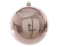 Kerstbal plastic emaille/140mm/poeder roze - Ksd