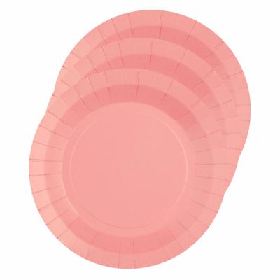Santex Bordjes karton - 10x - rond - roze - 22 cm - feestbordjes - Verjaardagfeest bordjes
